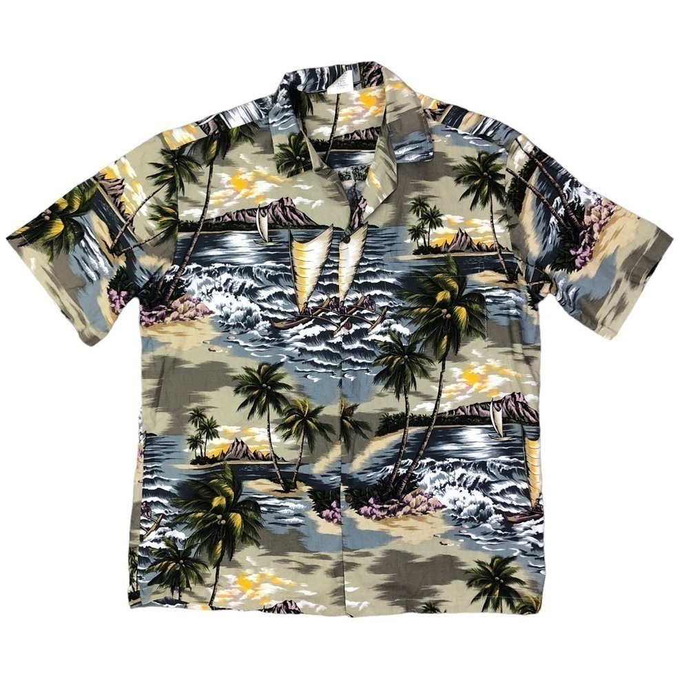Vintage Hawaiian Shirt made in Hawaii souvenir button down short sleeve L